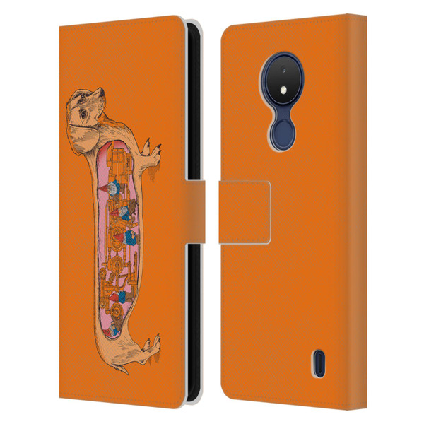 Rachel Caldwell Animals 3 Dachshund Leather Book Wallet Case Cover For Nokia C21
