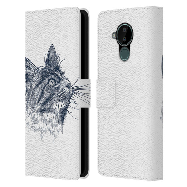 Rachel Caldwell Animals 3 Cat Leather Book Wallet Case Cover For Nokia C30