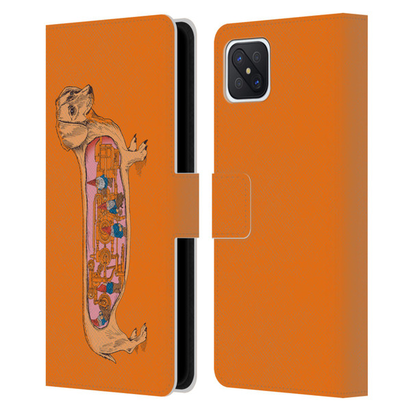 Rachel Caldwell Animals 3 Dachshund Leather Book Wallet Case Cover For OPPO Reno4 Z 5G