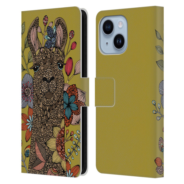 Valentina Animals And Floral Llama Leather Book Wallet Case Cover For Apple iPhone 14 Plus
