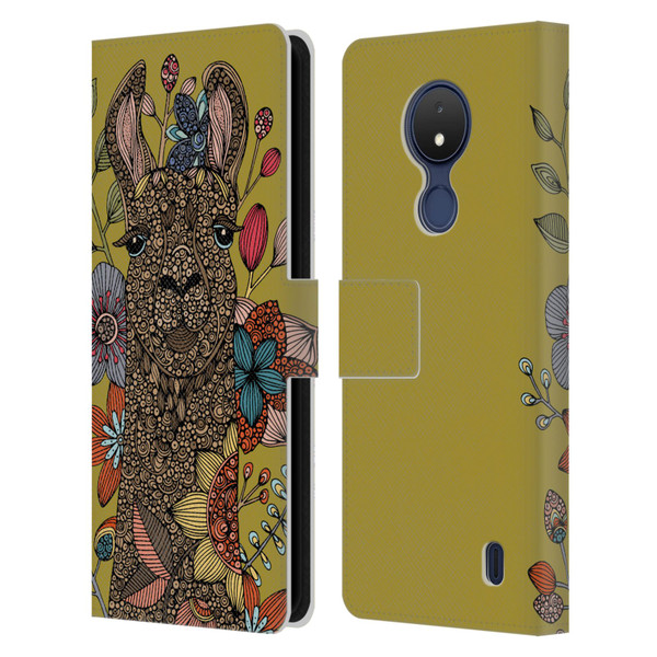 Valentina Animals And Floral Llama Leather Book Wallet Case Cover For Nokia C21