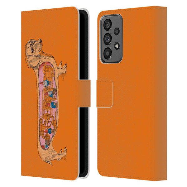 Rachel Caldwell Animals 3 Dachshund Leather Book Wallet Case Cover For Samsung Galaxy A73 5G (2022)