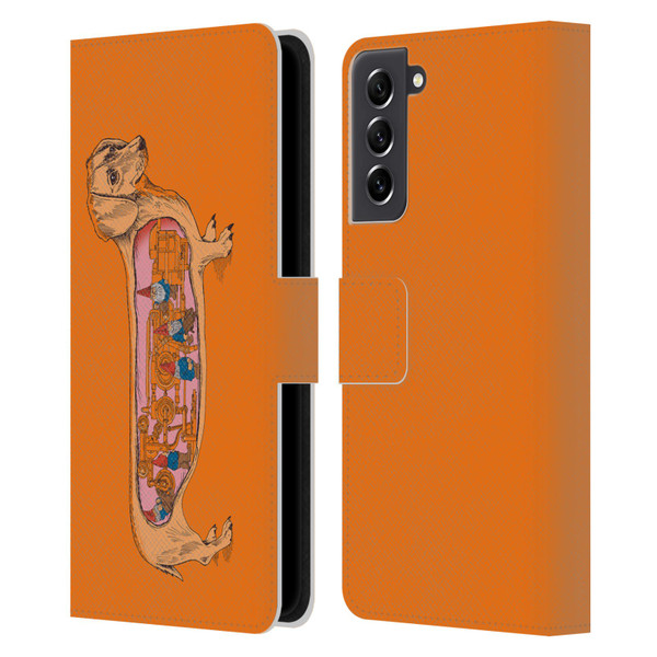 Rachel Caldwell Animals 3 Dachshund Leather Book Wallet Case Cover For Samsung Galaxy S21 FE 5G