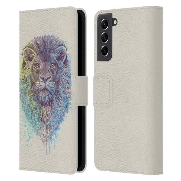 Rachel Caldwell Animals 3 Lion Leather Book Wallet Case Cover For Samsung Galaxy S21 FE 5G