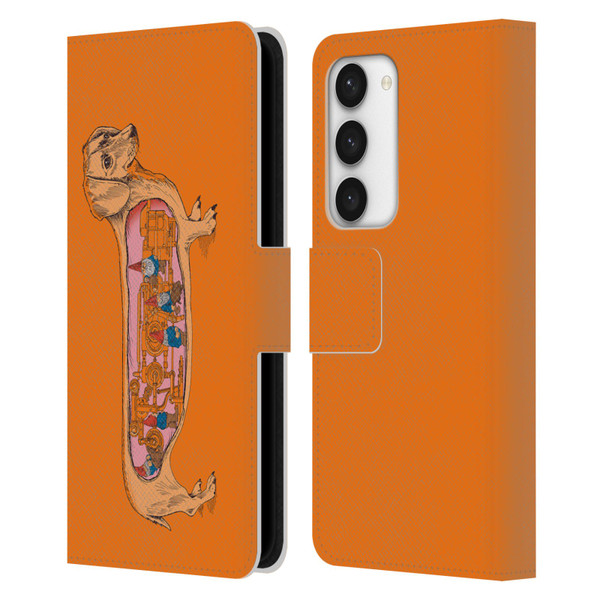 Rachel Caldwell Animals 3 Dachshund Leather Book Wallet Case Cover For Samsung Galaxy S23 5G