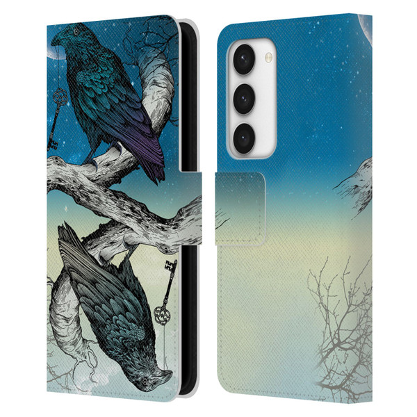 Rachel Caldwell Animals 3 Raven Leather Book Wallet Case Cover For Samsung Galaxy S23 5G