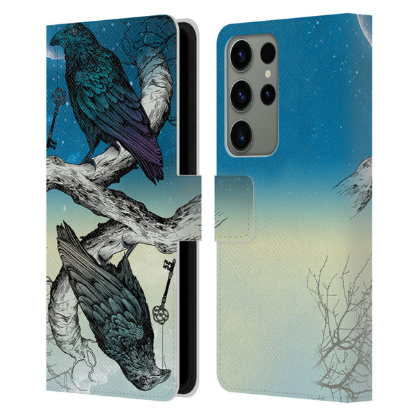 Rachel Caldwell Animals 3 Raven Leather Book Wallet Case Cover For Samsung Galaxy S23 Ultra 5G