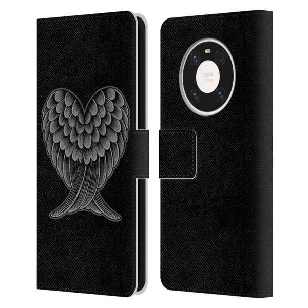 Rachel Caldwell Illustrations Heart Wings Leather Book Wallet Case Cover For Huawei Mate 40 Pro 5G