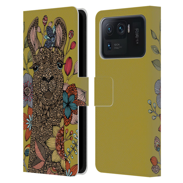 Valentina Animals And Floral Llama Leather Book Wallet Case Cover For Xiaomi Mi 11 Ultra