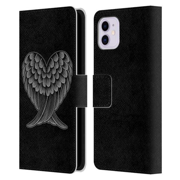 Rachel Caldwell Illustrations Heart Wings Leather Book Wallet Case Cover For Apple iPhone 11