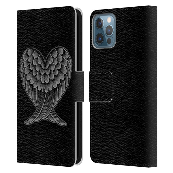 Rachel Caldwell Illustrations Heart Wings Leather Book Wallet Case Cover For Apple iPhone 12 / iPhone 12 Pro