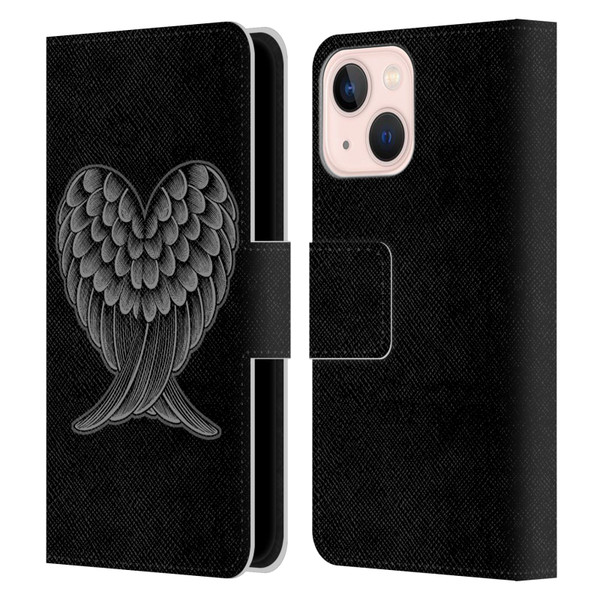Rachel Caldwell Illustrations Heart Wings Leather Book Wallet Case Cover For Apple iPhone 13 Mini