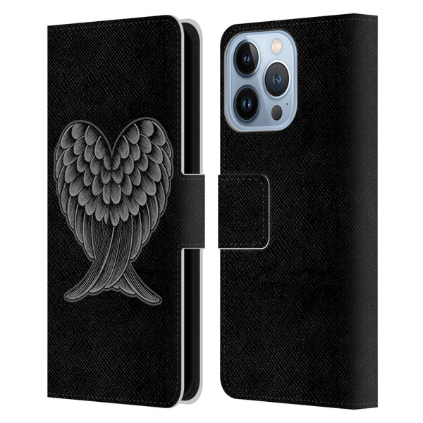 Rachel Caldwell Illustrations Heart Wings Leather Book Wallet Case Cover For Apple iPhone 13 Pro