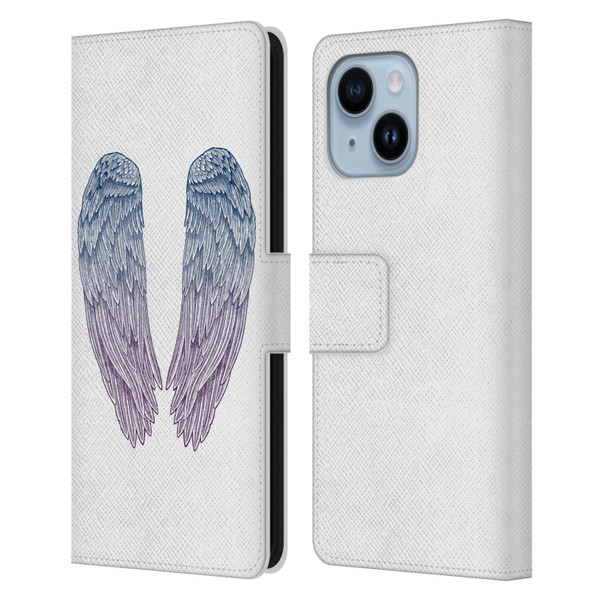 Rachel Caldwell Illustrations Angel Wings Leather Book Wallet Case Cover For Apple iPhone 14 Plus