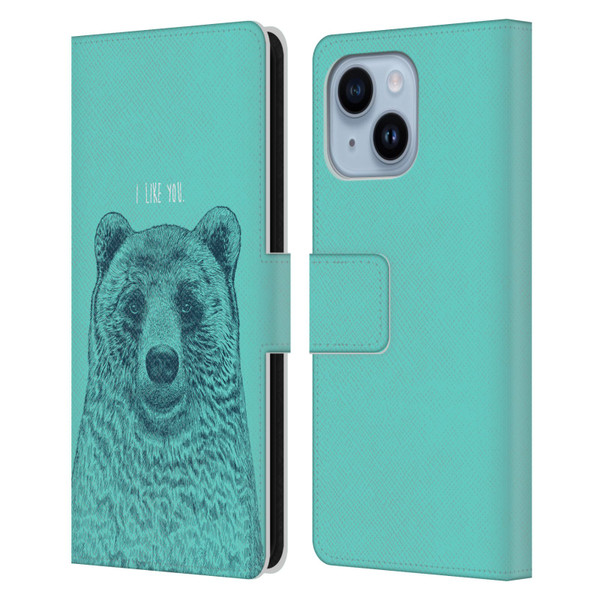 Rachel Caldwell Illustrations Bear Root Leather Book Wallet Case Cover For Apple iPhone 14 Plus