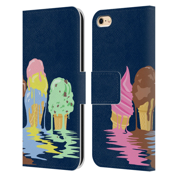 Rachel Caldwell Illustrations Ice Cream River Leather Book Wallet Case Cover For Apple iPhone 6 / iPhone 6s