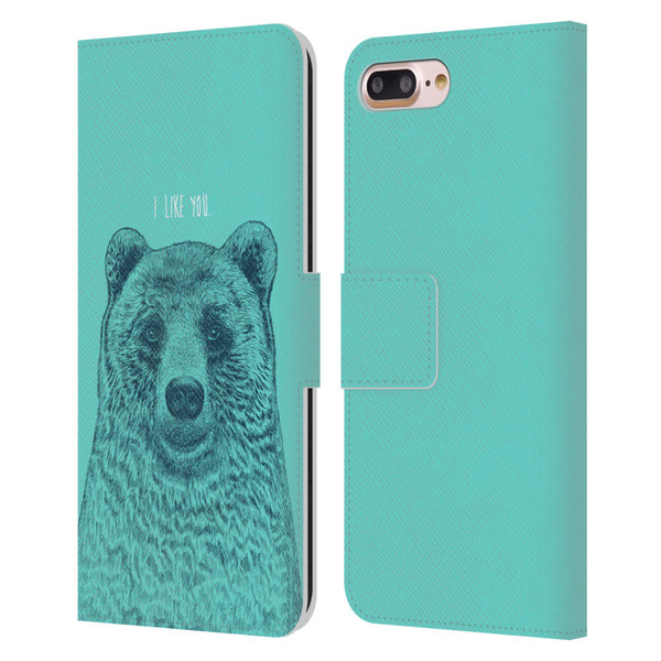 Rachel Caldwell Illustrations Bear Root Leather Book Wallet Case Cover For Apple iPhone 7 Plus / iPhone 8 Plus