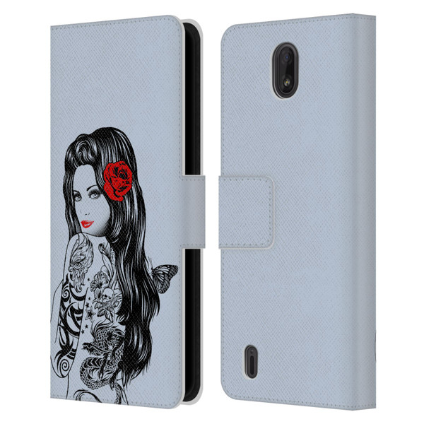 Rachel Caldwell Illustrations Tattoo Girl Leather Book Wallet Case Cover For Nokia C01 Plus/C1 2nd Edition