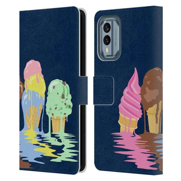 Rachel Caldwell Illustrations Ice Cream River Leather Book Wallet Case Cover For Nokia X30