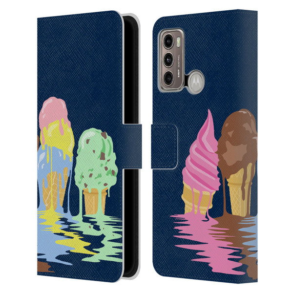 Rachel Caldwell Illustrations Ice Cream River Leather Book Wallet Case Cover For Motorola Moto G60 / Moto G40 Fusion