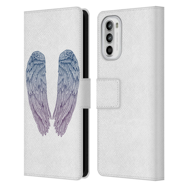 Rachel Caldwell Illustrations Angel Wings Leather Book Wallet Case Cover For Motorola Moto G52