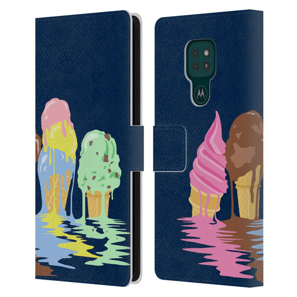 Rachel Caldwell Illustrations Ice Cream River Leather Book Wallet Case Cover For Motorola Moto G9 Play