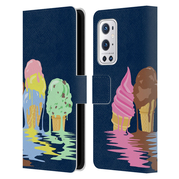 Rachel Caldwell Illustrations Ice Cream River Leather Book Wallet Case Cover For OnePlus 9 Pro