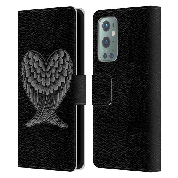 Rachel Caldwell Illustrations Heart Wings Leather Book Wallet Case Cover For OnePlus 9