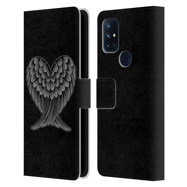 Rachel Caldwell Illustrations Heart Wings Leather Book Wallet Case Cover For OnePlus Nord N10 5G