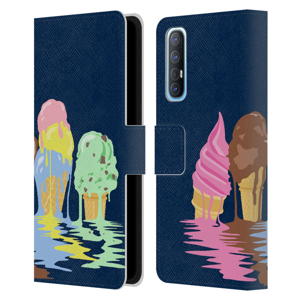 Rachel Caldwell Illustrations Ice Cream River Leather Book Wallet Case Cover For OPPO Find X2 Neo 5G
