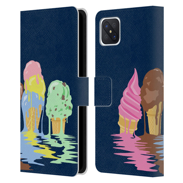 Rachel Caldwell Illustrations Ice Cream River Leather Book Wallet Case Cover For OPPO Reno4 Z 5G
