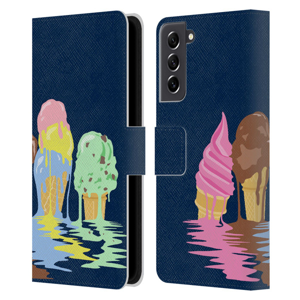 Rachel Caldwell Illustrations Ice Cream River Leather Book Wallet Case Cover For Samsung Galaxy S21 FE 5G