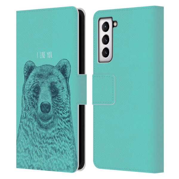 Rachel Caldwell Illustrations Bear Root Leather Book Wallet Case Cover For Samsung Galaxy S21 5G