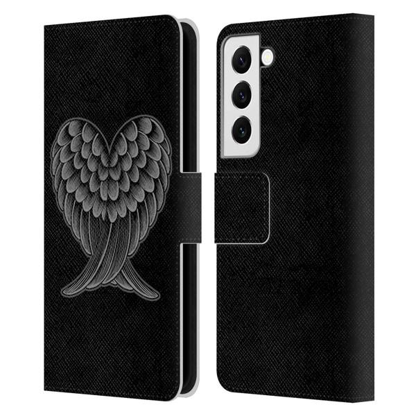 Rachel Caldwell Illustrations Heart Wings Leather Book Wallet Case Cover For Samsung Galaxy S22 5G
