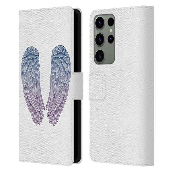 Rachel Caldwell Illustrations Angel Wings Leather Book Wallet Case Cover For Samsung Galaxy S23 Ultra 5G