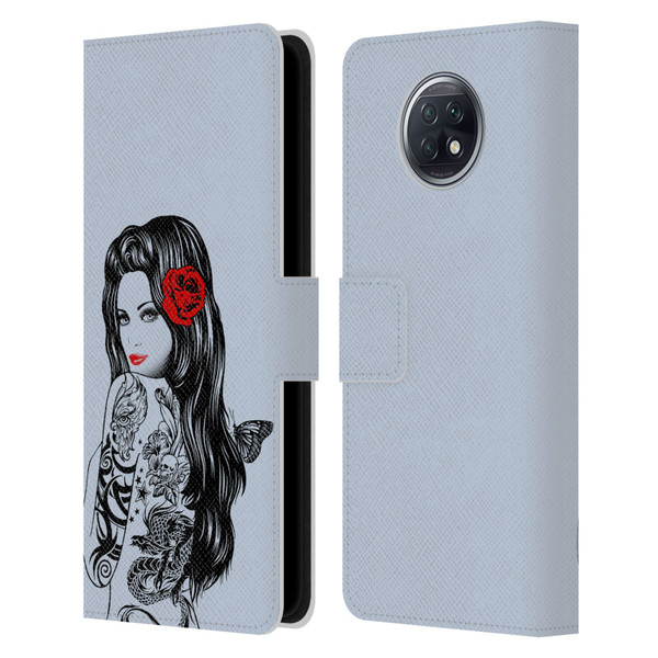 Rachel Caldwell Illustrations Tattoo Girl Leather Book Wallet Case Cover For Xiaomi Redmi Note 9T 5G
