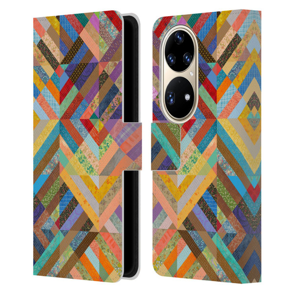 Rachel Caldwell Patterns Superst Leather Book Wallet Case Cover For Huawei P50 Pro