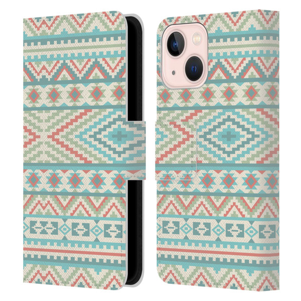 Rachel Caldwell Patterns Friendship Leather Book Wallet Case Cover For Apple iPhone 13 Mini