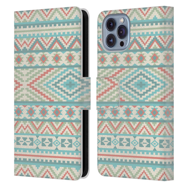 Rachel Caldwell Patterns Friendship Leather Book Wallet Case Cover For Apple iPhone 14