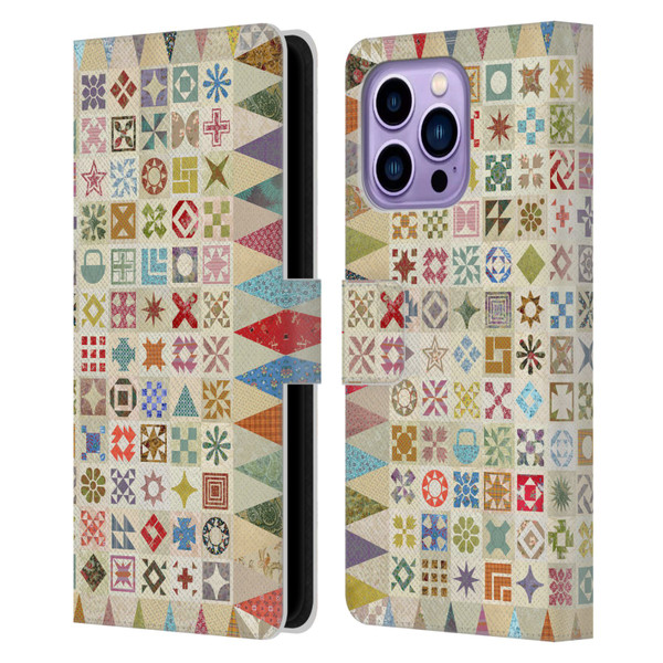 Rachel Caldwell Patterns Jane Leather Book Wallet Case Cover For Apple iPhone 14 Pro Max
