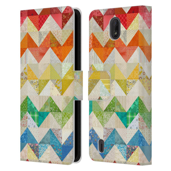 Rachel Caldwell Patterns Zigzag Quilt Leather Book Wallet Case Cover For Nokia C01 Plus/C1 2nd Edition