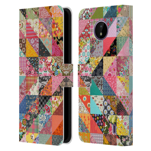 Rachel Caldwell Patterns Quilt Leather Book Wallet Case Cover For Nokia C10 / C20
