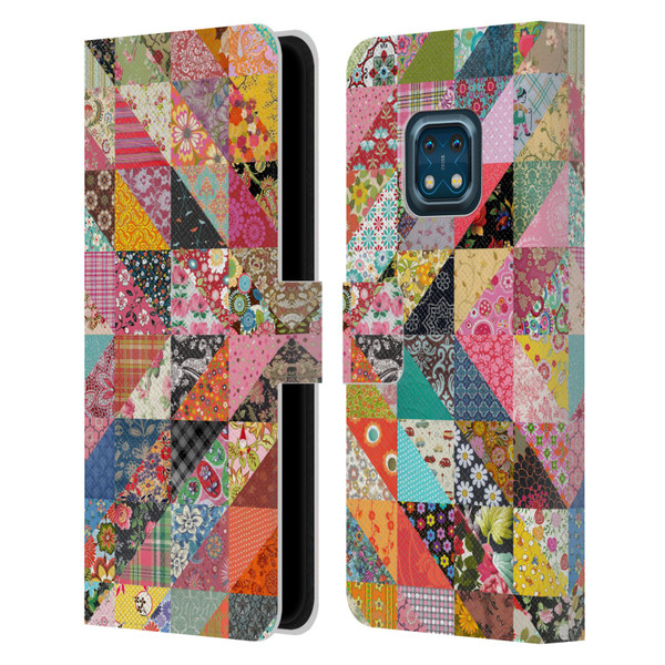 Rachel Caldwell Patterns Quilt Leather Book Wallet Case Cover For Nokia XR20