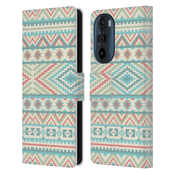 Rachel Caldwell Patterns Friendship Leather Book Wallet Case Cover For Motorola Edge 30