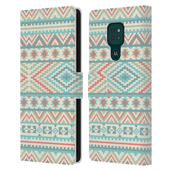 Rachel Caldwell Patterns Friendship Leather Book Wallet Case Cover For Motorola Moto G9 Play