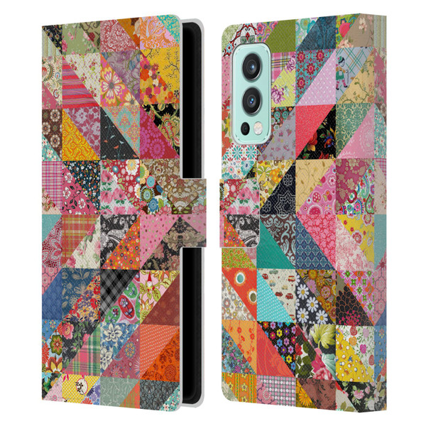 Rachel Caldwell Patterns Quilt Leather Book Wallet Case Cover For OnePlus Nord 2 5G