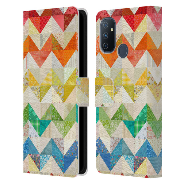 Rachel Caldwell Patterns Zigzag Quilt Leather Book Wallet Case Cover For OnePlus Nord N100