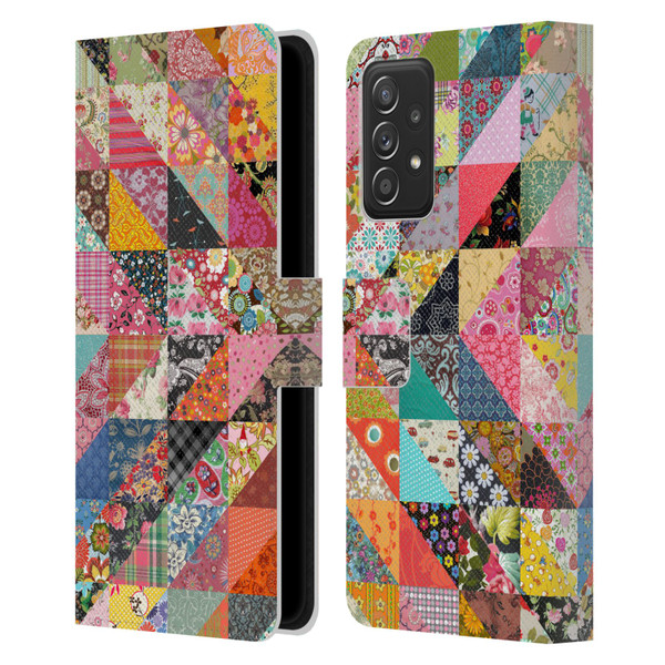 Rachel Caldwell Patterns Quilt Leather Book Wallet Case Cover For Samsung Galaxy A52 / A52s / 5G (2021)