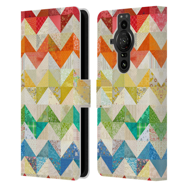 Rachel Caldwell Patterns Zigzag Quilt Leather Book Wallet Case Cover For Sony Xperia Pro-I