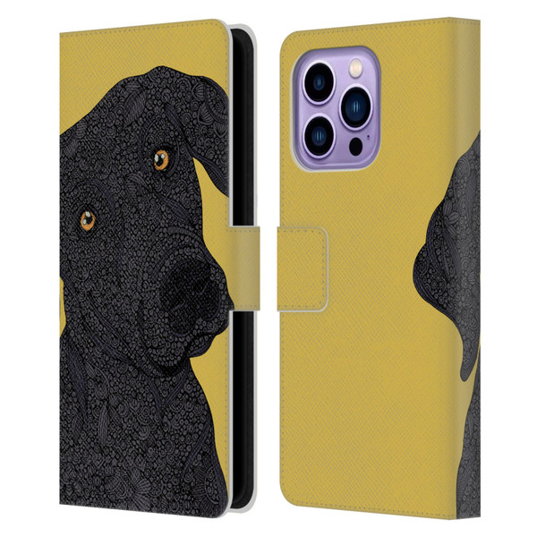 Valentina Dogs Black Labrador Leather Book Wallet Case Cover For Apple iPhone 14 Pro Max